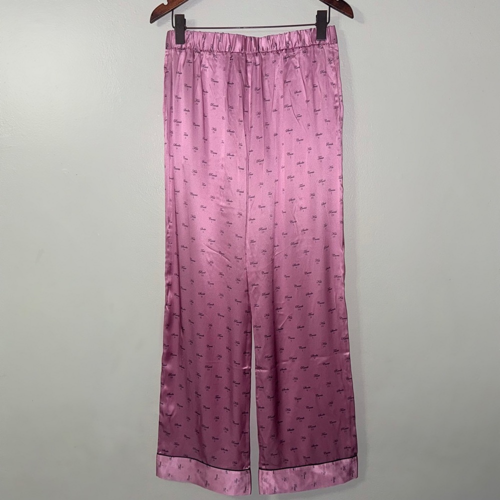 KIKI DE MONTPARNASSE SILK LOUNGE - KISS PRINT TIE UP PAJAMA PANT *IN MAUVE* - Picture 6 of 11